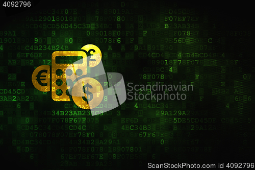 Image of Marketing concept: Calculator on digital background