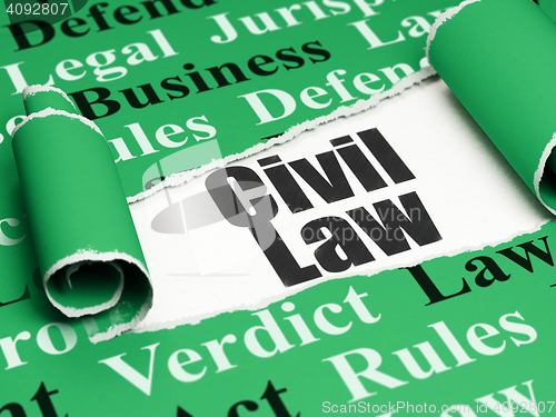 Image of Law concept: black text Civil Law under the piece of  torn paper