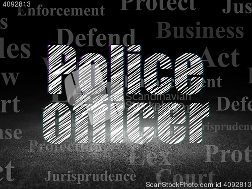 Image of Law concept: Police Officer in grunge dark room