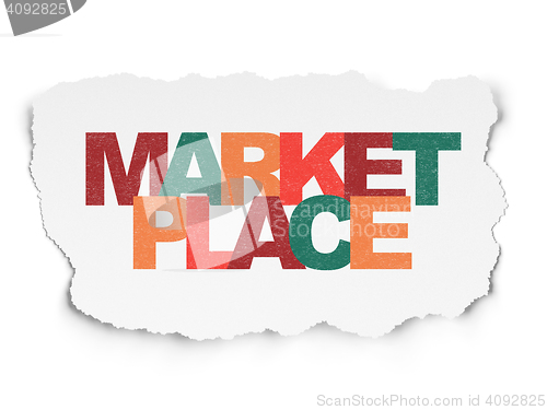 Image of Marketing concept: Marketplace on Torn Paper background