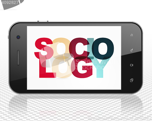 Image of Learning concept: Smartphone with Sociology on  display