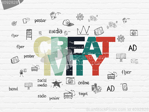 Image of Advertising concept: Creativity on wall background