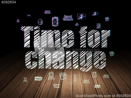 Image of Time concept: Time for Change in grunge dark room
