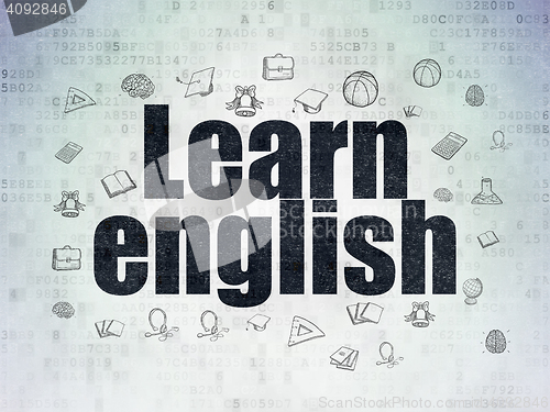 Image of Education concept: Learn English on Digital Data Paper background