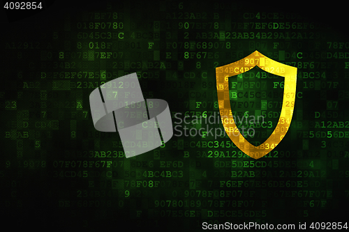 Image of Privacy concept: Contoured Shield on digital background