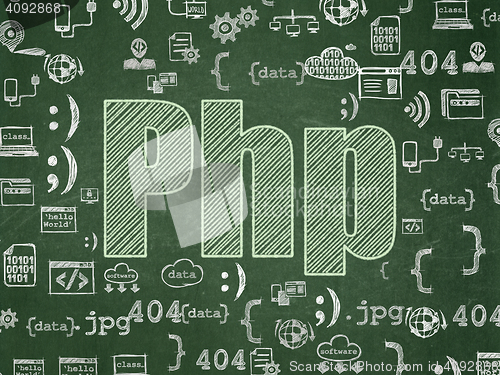 Image of Software concept: Php on School board background