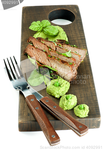 Image of Roasted Pork and Green Pea Puree