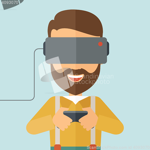 Image of Man with virtual reality headset