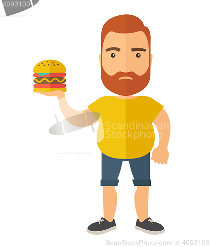 Image of Hamburger and a man