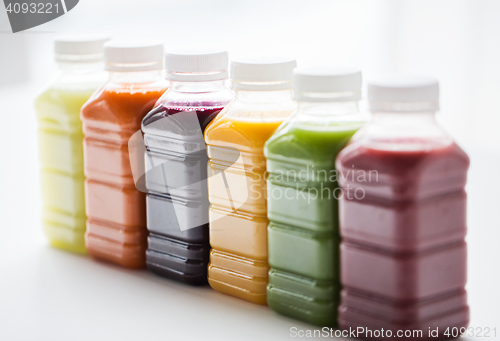 Image of bottles with different fruit or vegetable juices