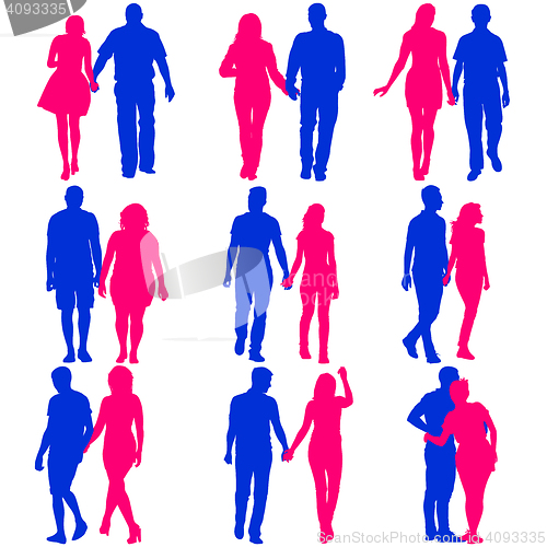 Image of Couples man and woman silhouettes on a white background. illustration