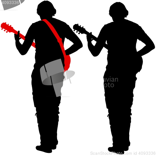 Image of Silhouette musician plays the guitar.