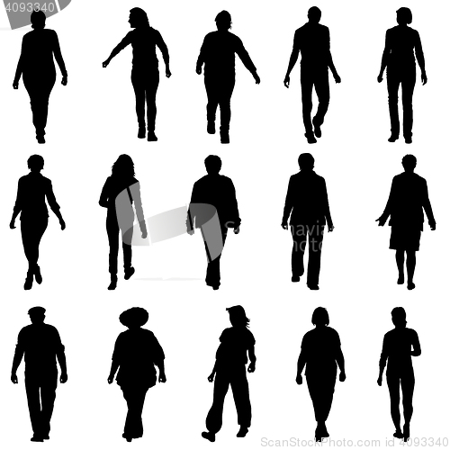Image of Black silhouettes of beautiful mans and womans on white