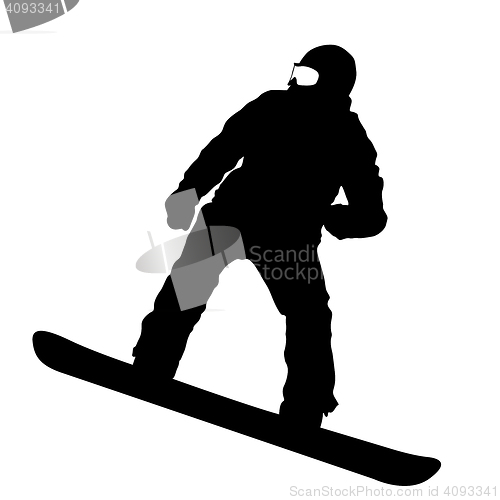 Image of Black silhouettes  snowboarders on white background. 