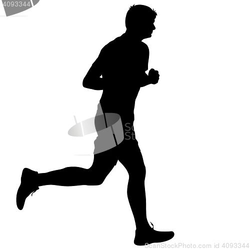 Image of Silhouettes Runners on sprint, men. illustration.