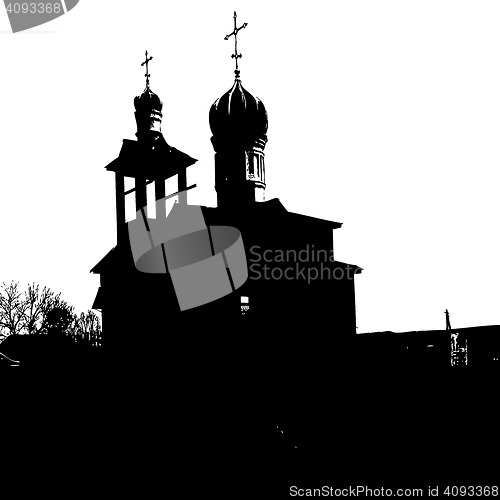 Image of Silhouette of the old church. illustration.