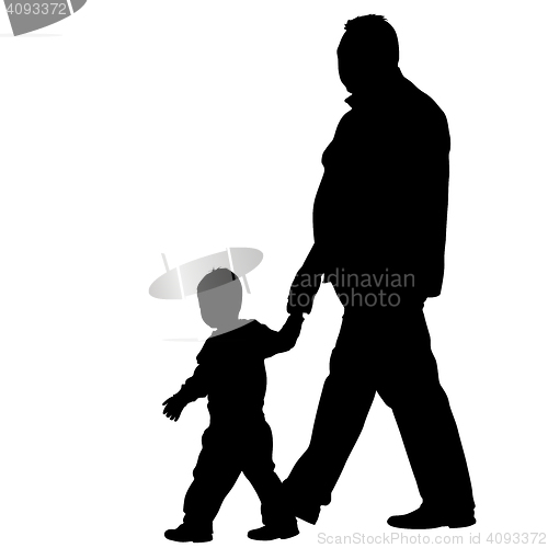 Image of Black silhouettes Family on white background. illustratio