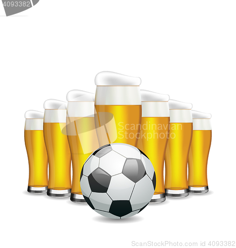 Image of Glasses of Beer and Soccer Ball