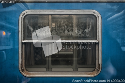 Image of Train window closeup