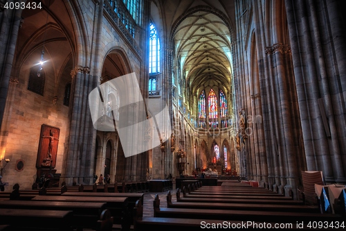 Image of PRAGUE, CZECH REPUBLIC 2014 november 26: The Metropolitan Cathedral of Saints Vitus, Wenceslaus and Adalbert is the most important cathedral