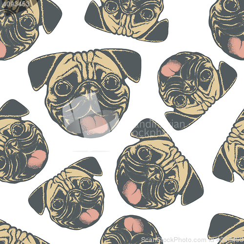 Image of Pug dog vector seamless pattern illustration