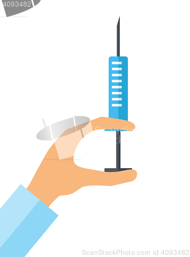 Image of Hypodermic syringe in doctor hand