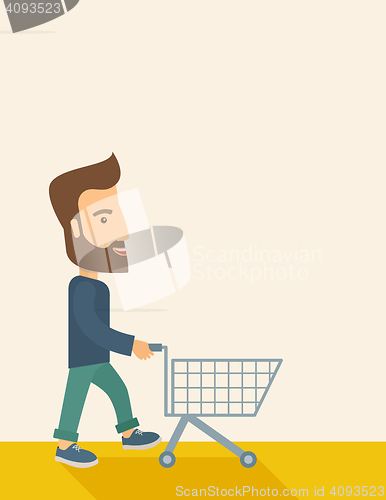 Image of Man with empty cart.