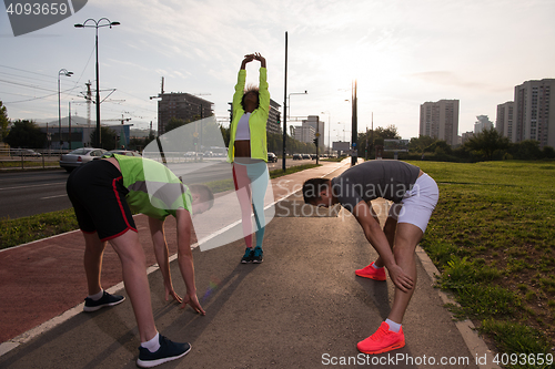 Image of multiethnic group of people on the jogging