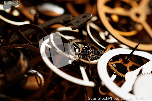 Image of Detail of clock parts for restoration