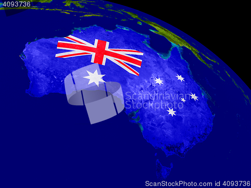 Image of Australia with flag on Earth