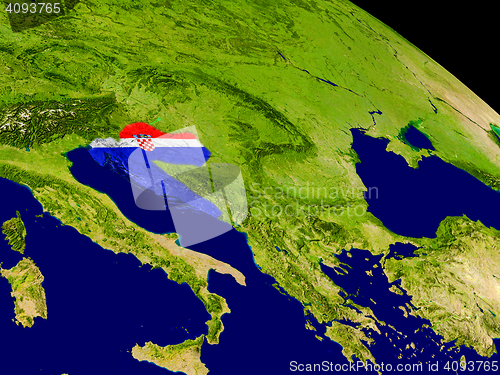 Image of Croatia with flag on Earth
