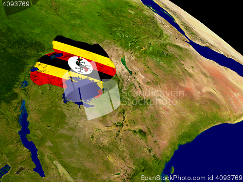 Image of Uganda with flag on Earth
