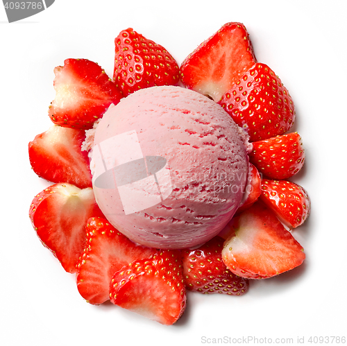 Image of Ice cream ball with strawberry pieces