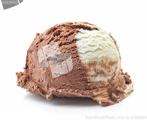 Image of vanilla and chocolate ice cream ball