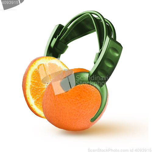 Image of headphones in the form of an orange