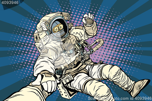 Image of Follow me robot astronaut gesture okay