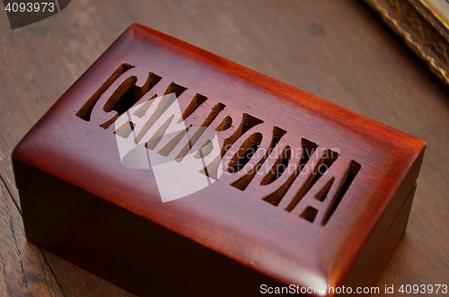 Image of Cambodia on wooden box