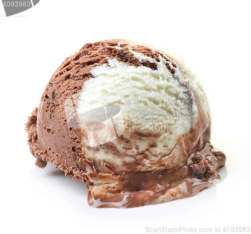 Image of vanilla and chocolate ice cream ball