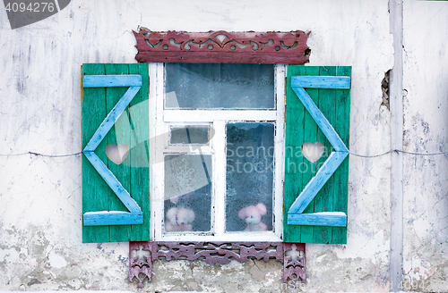 Image of Window of the old house in the Russian village