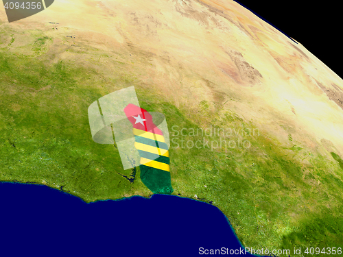 Image of Togo with flag on Earth