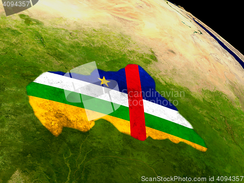 Image of Central Africa with flag on Earth