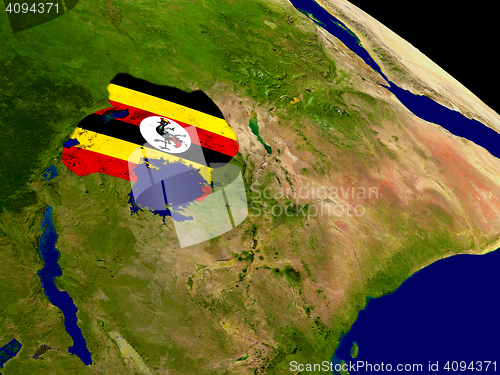 Image of Uganda with flag on Earth