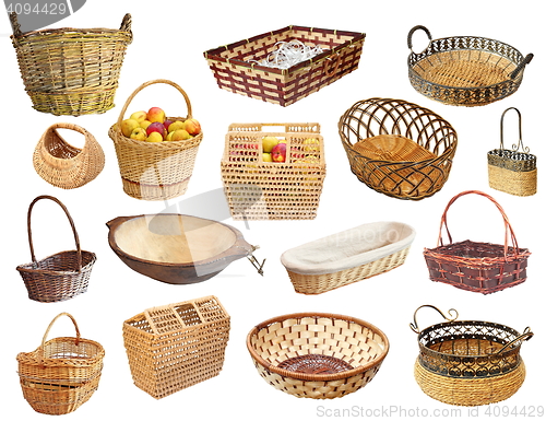 Image of isolated collection of wicker baskets