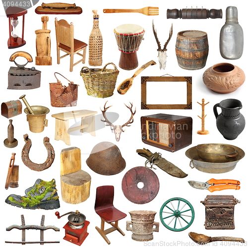 Image of large collection of isolated vintage objects