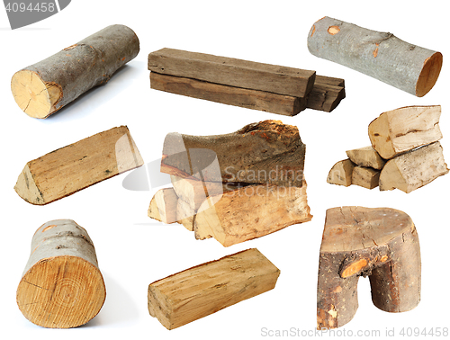 Image of pieces of fire wood over white