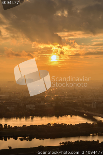 Image of Vienna citiscape at sunset