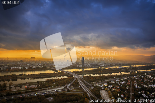 Image of Vienna citiscape at sunset