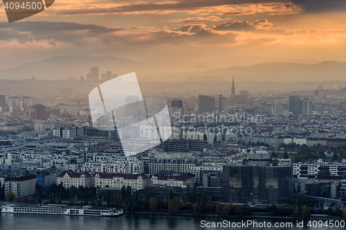 Image of Vienna citiscape at sunset
