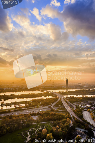 Image of Vienna citiscape at sunset