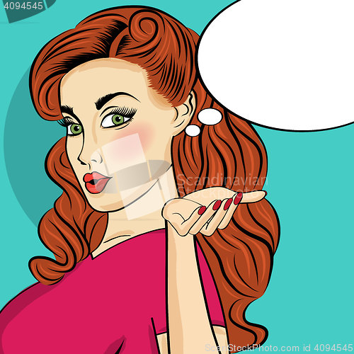 Image of Pop art  woman . Comic woman with speech bubble